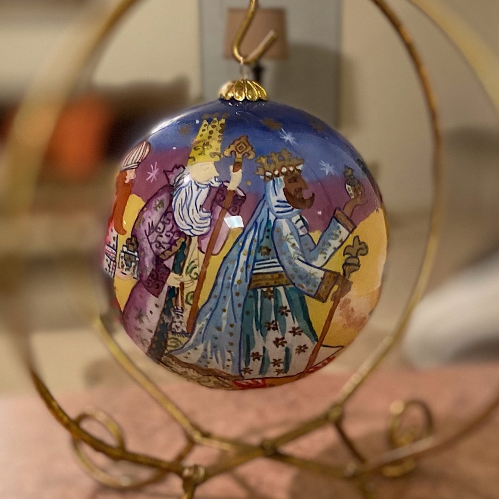 Pier 1 Glass Ornaments with Hangers.  Both in original boxes.